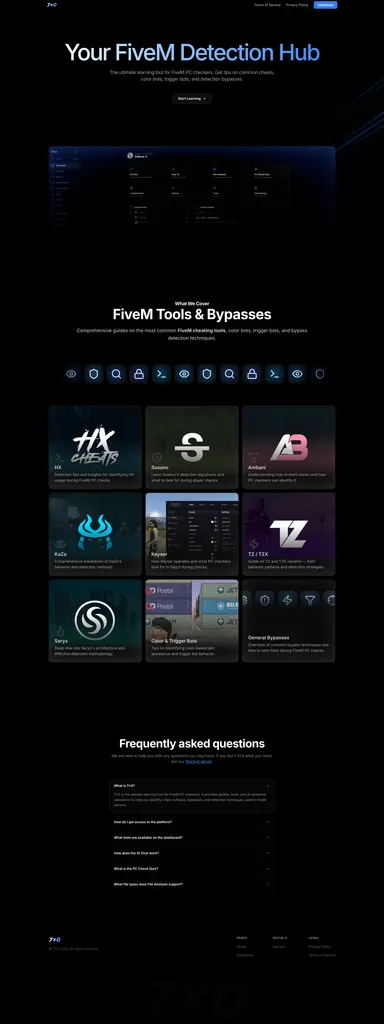 The 7x0.site landing page