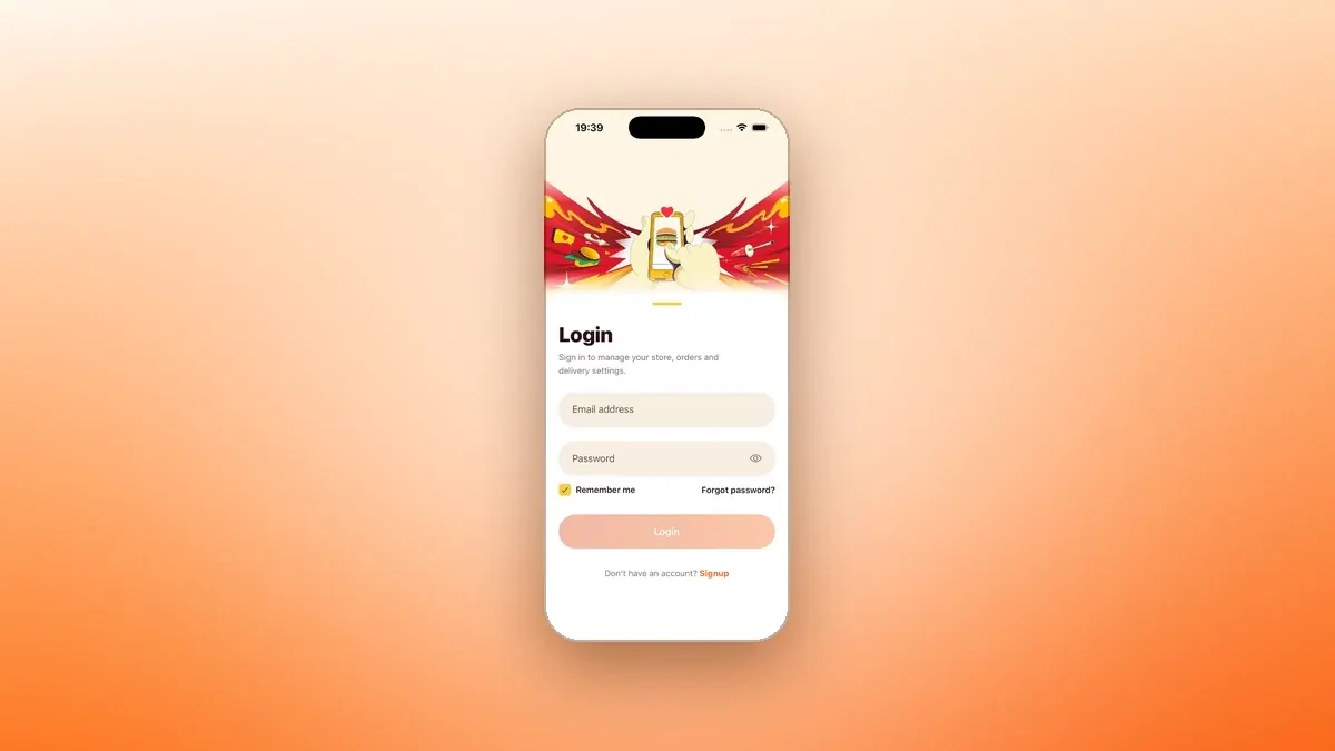 The PadooFood store login screen